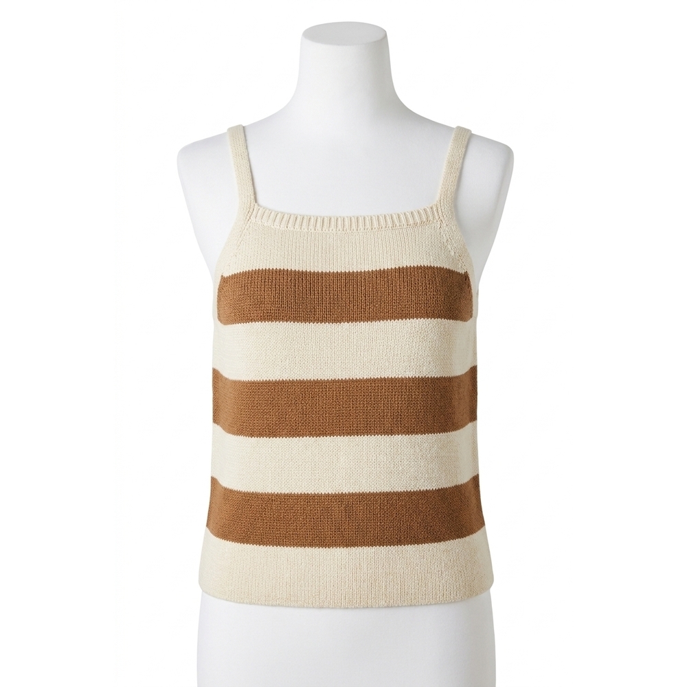 NEW HEM & THREAD nancy striped sweater top in cream & tan